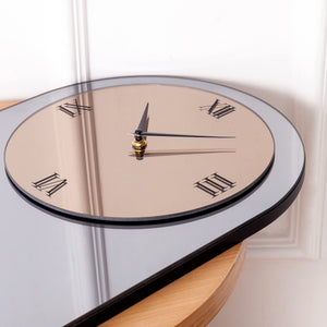 Large Oval Mirror Wall Clock – Black, 13"W x 39"H