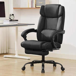Reclining Office Chair with Footrest & Lumbar Support