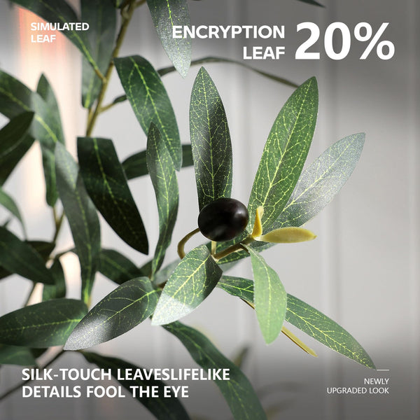 Artificial Olive Tree with Silk Leaves & White Pot