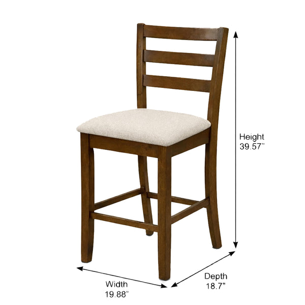 Counter Height Bar Stools Set of 2 – Rubberwood with Upholstered Seat