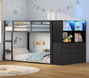 Twin Over Twin Bunk Bed with Storage & LED Lights