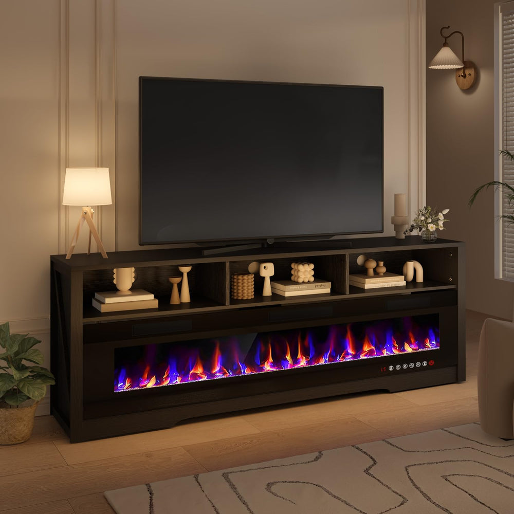 65" Fireplace TV Stand with 60" Crystal Electric Fireplace Insert