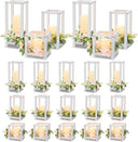 Wooden Wedding Lantern Centerpiece Set with LED Candles – 45 Pieces