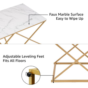 3-Piece Faux Marble Nesting Coffee Table Set with Gold Metal Frame