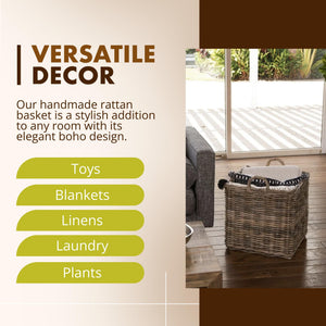 Large Square Rattan Storage Basket