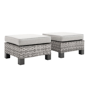 Outdoor PE Wicker Ottoman Set of 2