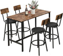 5-Piece Bar Table Set with 4 Upholstered Stools