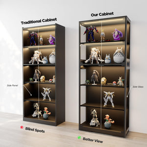 5-Tier Glass Display Cabinet with LED Lights & Motion Sensor