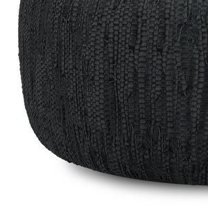 30-Inch Round Genuine Leather Pouf Ottoman