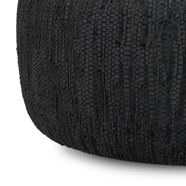 30-Inch Round Genuine Leather Pouf Ottoman