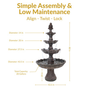 4-Tier Outdoor Water Fountain with Electric Pump