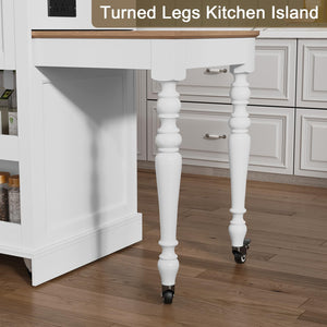 Extendable Kitchen Island Cart with Storage, Drawers & Power Outlet