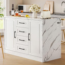 Kitchen Island with Storage Cabinets, Drawers & Power Outlet