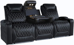 Power Recliner Home Theater Sofa – Row of 3, Black