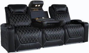 Power Recliner Home Theater Sofa – Row of 3, Black