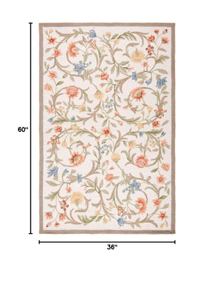 Hand-Hooked Wool Oval Area Rug – 3' x 5' | French Country, Oriental Pattern