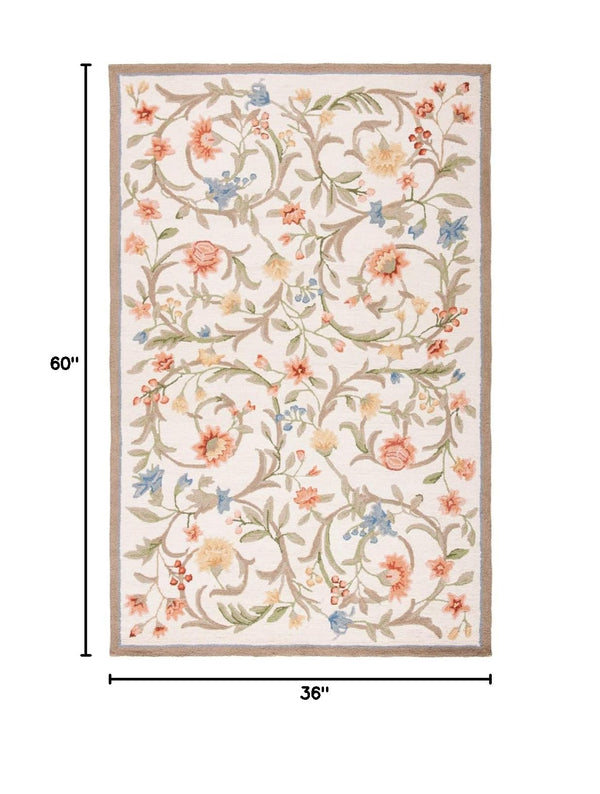 Hand-Hooked Wool Oval Area Rug – 3' x 5' | French Country, Oriental Pattern