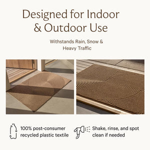 Indoor Outdoor Door Mat - Recycled Plastic & Rubber, Beige, 33" x 51"
