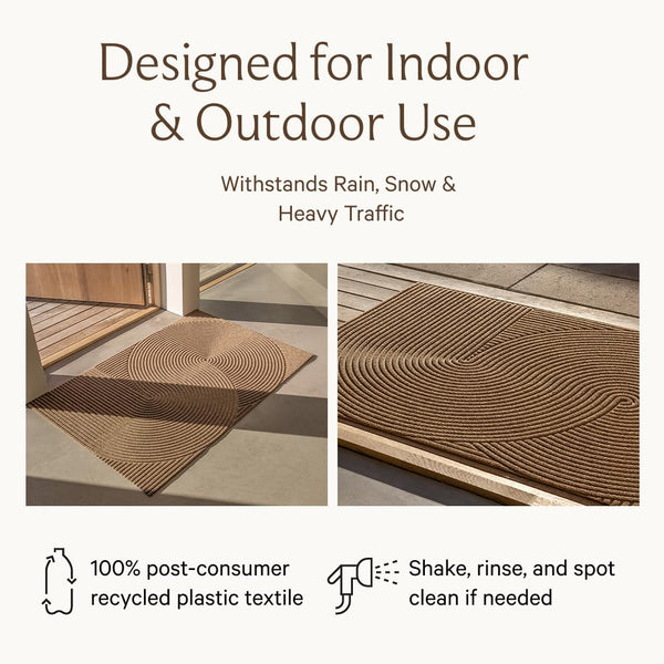 Indoor Outdoor Door Mat - Recycled Plastic & Rubber, Beige, 33" x 51"