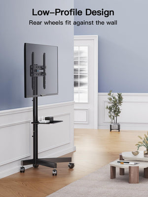 Rolling TV Stand on Wheels for 23-60 Inch TVs with Adjustable Shelf