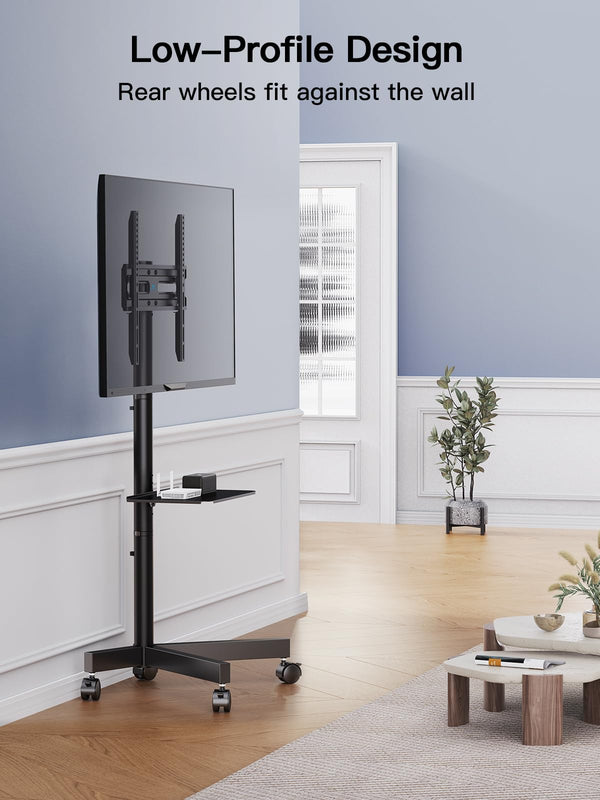 Rolling TV Stand on Wheels for 23-60 Inch TVs with Adjustable Shelf