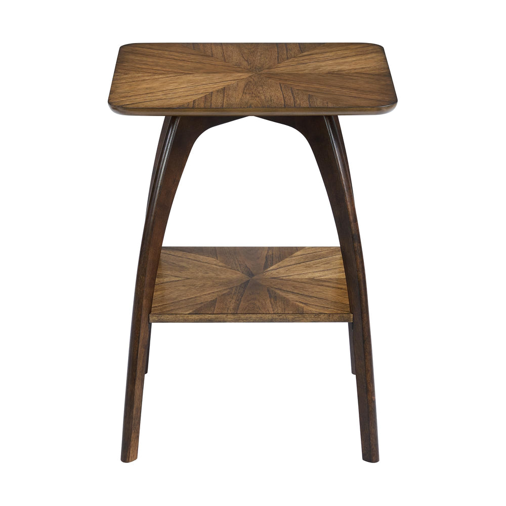 Mid-Century Square End Table with Starburst Top and Shelf