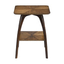 Mid-Century Square End Table with Starburst Top and Shelf