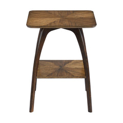 Mid-Century Square End Table with Starburst Top and Shelf