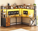 L-Shaped Desk with Hutch, Drawers & Power Outlet