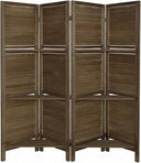 4-Panel Folding Room Divider with Shelves