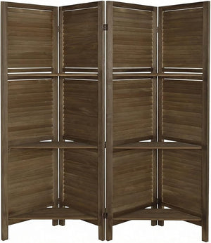 4-Panel Folding Room Divider with Shelves