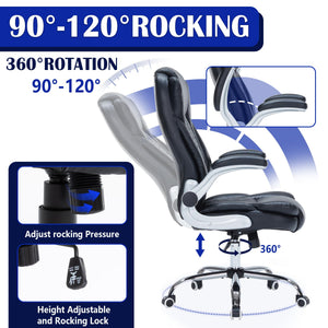 High-Back Ergonomic Office Chair with Flip-Up Armrests