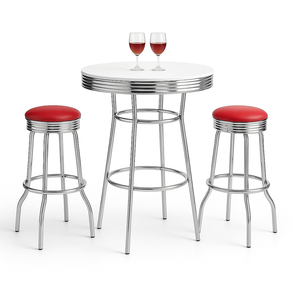 Retro Chrome 3-Piece Pub Bar Set