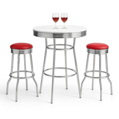 Retro Chrome 3-Piece Pub Bar Set