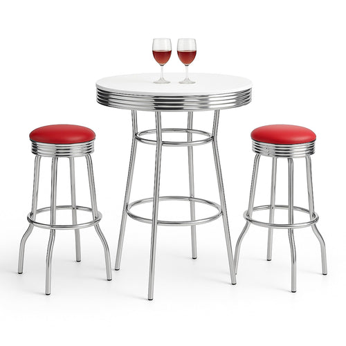 Retro Chrome 3-Piece Pub Bar Set