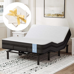 Queen Adjustable Bed Frame with Cooling Gel Memory Foam Mattress
