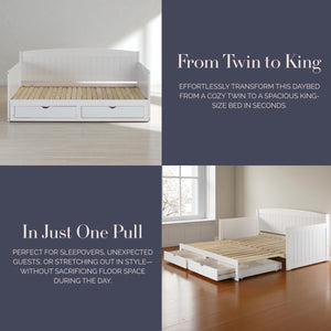 Twin to King Daybed with Trundle & Storage Drawers