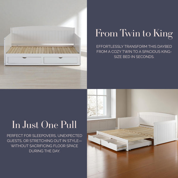 Twin to King Daybed with Trundle & Storage Drawers