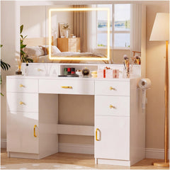 Vanity Desk with Mirror & Lights