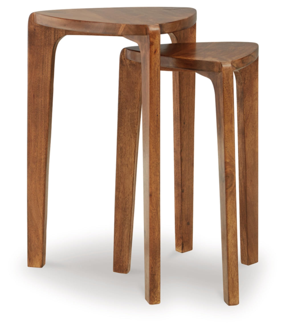 Nesting Accent Table Set of 2 – Solid Wood, Medium Brown