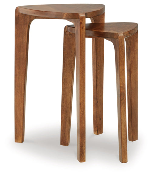 Nesting Accent Table Set of 2 – Solid Wood, Medium Brown