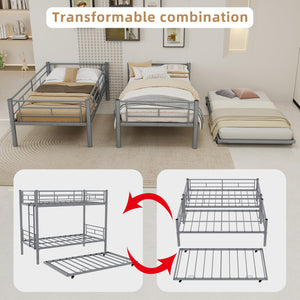 Metal Bunk Bed Twin Over Twin with Safety Guardrail
