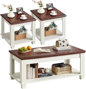 Coffee Table Set of 3 with Open Shelf