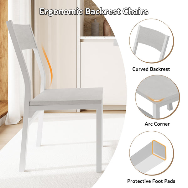 5-Piece Extendable Round Dining Table Set with Chairs and Benches