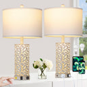 Farmhouse Table Lamp Set of 2 with USB Ports & Nightlight