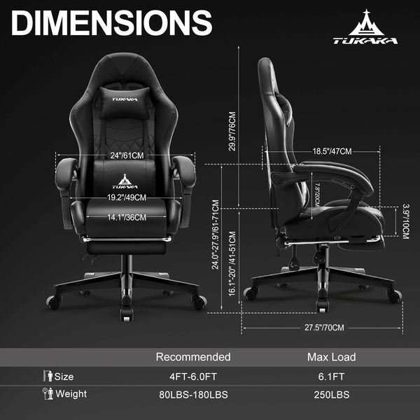 Ergonomic Gaming Chair with Footrest & Lumbar Support