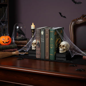 Skull Bookends Gothic Resin Skeleton Head