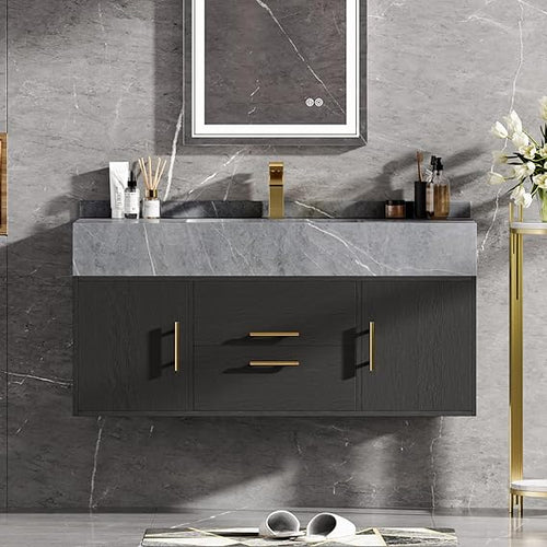 39.4" Floating Bathroom Vanity with Sink & Sintered Stone Countertop