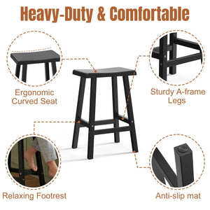 Outdoor Bar Stools Set of 2 – All-Weather Resin Saddle Stool with Footrest