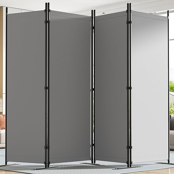 Yettsoy Room Divider 6FT Tall Folding Privacy Partition Screen, 88'' W Portable Wall Divider for Room Separation, Freestanding 4 Panel Room Divider Panel Privacy Screen for Dorm Studio Office, Black